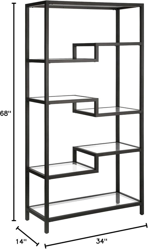 Johann 68'' Tall, Rectangular 8 shelves Bookcase in Satin Nickel - LeafyLoom