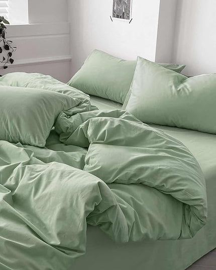 ETDIFFE - Sage Green Queen Comforter Set, 1 Comforter and 2 Pillow Shams, Soft and Cozy Microfiber with Down Alternative Fill, Lightweight and Warm All Season Bedding - LeafyLoom