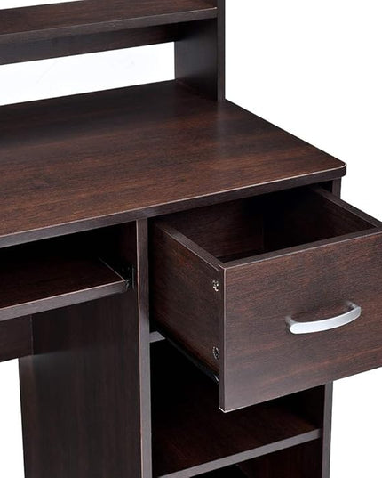 ROCKPOINT Axess Computer Keyboard Tray and Drawer Small Home Office Bedroom, Homework and School Studying Writing Desk for Student with Storage,Chocolate - LeafyLoom