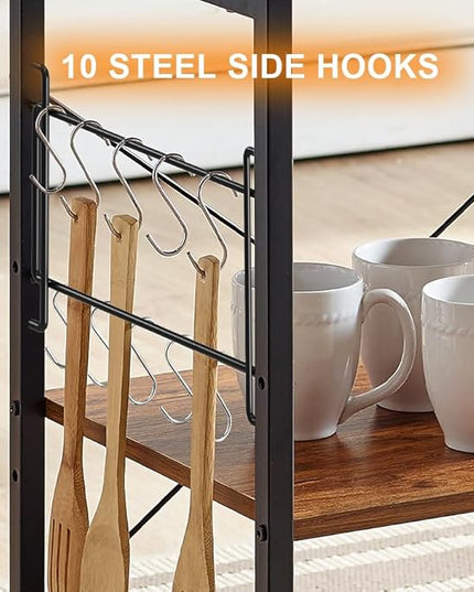 Mr IRONSTONE Kitchen Stand Microwave Cart 23.7'' for Small Space, Coffee Cart 3-Tier Rolling Utility Microwave Oven Rack on Wheels, Vintage - LeafyLoom