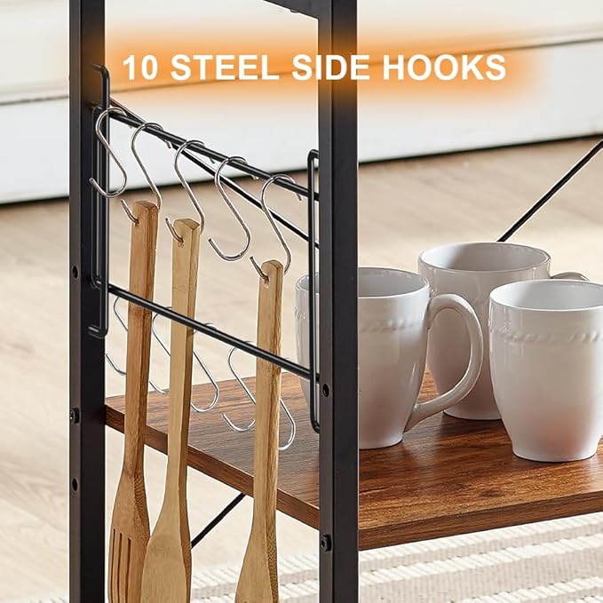 Mr IRONSTONE Kitchen Stand Microwave Cart 23.7'' for Small Space, Coffee Cart 3-Tier Rolling Utility Microwave Oven Rack on Wheels, Vintage - LeafyLoom
