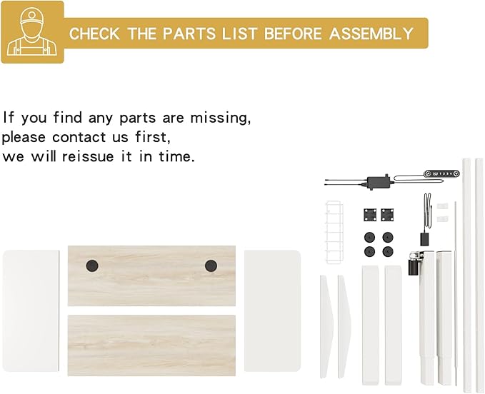 Adjustable Height Electric Standing Desk - 55 x 24 Inch Sit Stand Computer Desk, Stand Up Desk Table for Home Office, White Frame/White + Oak Top - LeafyLoom