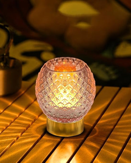 Battery Operated Lamp with Timer,Glass Cordless Lamps with LED Bulb,Decorative Lights for Living Room Bedroom Tabletop Entryway Centerpiece Gift (Pink) - LeafyLoom