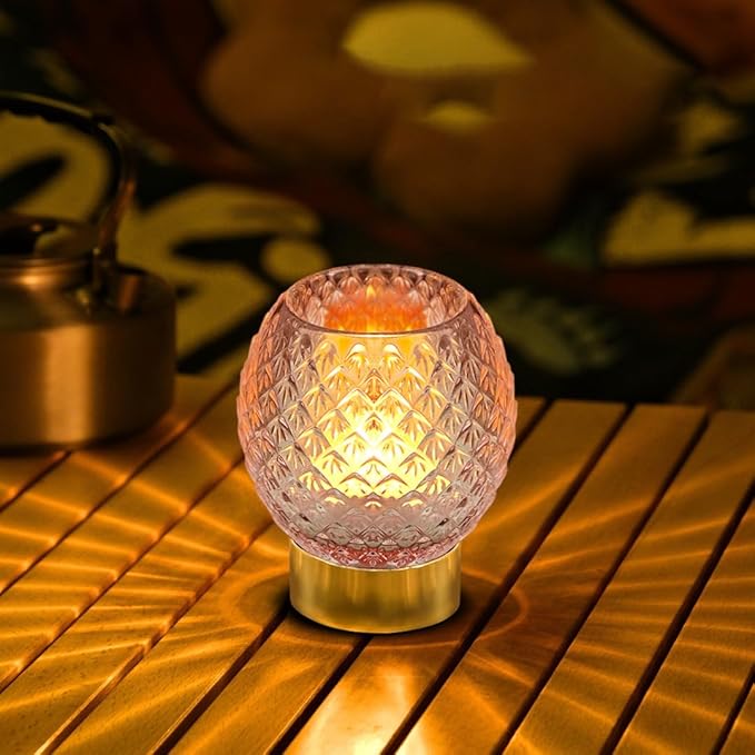 Battery Operated Lamp with Timer,Glass Cordless Lamps with LED Bulb,Decorative Lights for Living Room Bedroom Tabletop Entryway Centerpiece Gift (Pink) - LeafyLoom