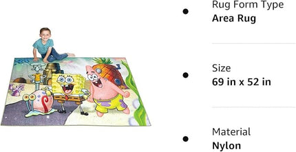 Franco Kids Room Non Slip Area Rug, 69 in x 52 in, Spongebob Squarepants - LeafyLoom