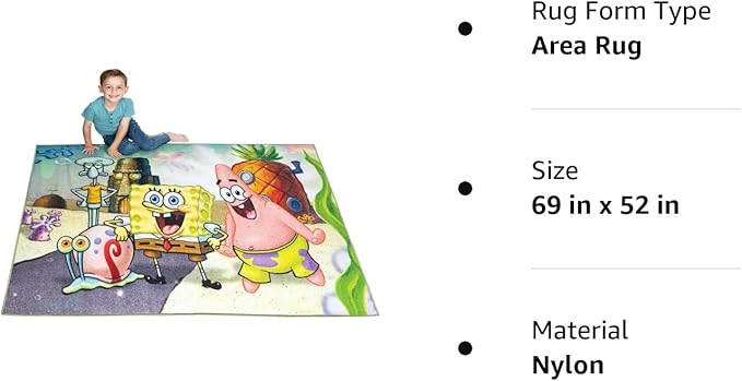 Franco Kids Room Non Slip Area Rug, 69 in x 52 in, Spongebob Squarepants - LeafyLoom