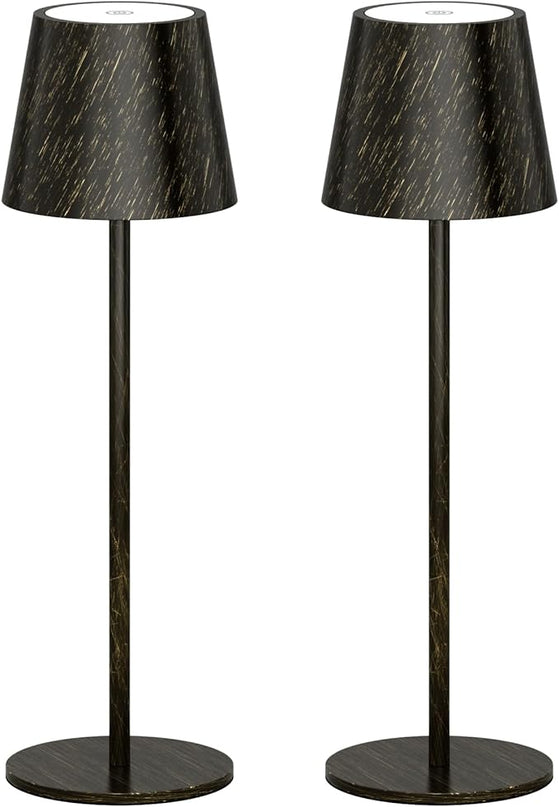 2 Pack Dimmable Table Lamp 3000k Warm White, IP54 Wireless Bottle Lamp for Indoor and Outdoor, 5000 mAh Rechargeable Table Lamp for Family, Restaurant & Bar(Copper) - LeafyLoom