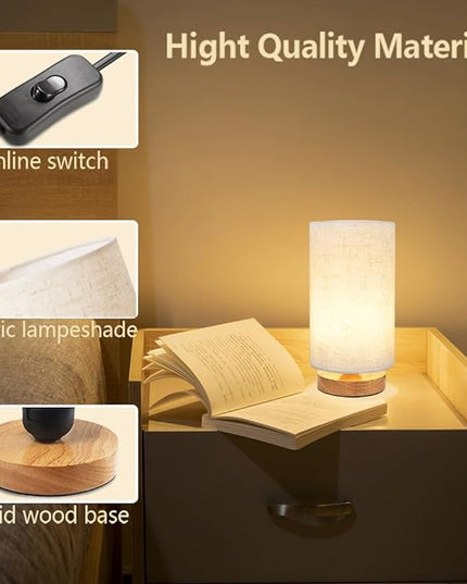 Table Lamp for Bedroom - Small Beside Touch Lamps for Night Stands Home Office - Minimalist Design Warm Light Boho Lamp - Fits in Kids,Living,Nursey Room,College Dorm - Awesome Gift Choice - Set of 2 - LeafyLoom