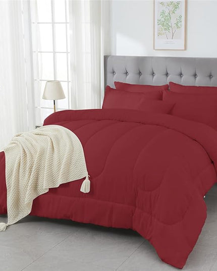3 Piece Solid Color All Season Bedding Comforter Set Microfiber Soft Lightweight Bedding Set for Kids Teens Adults Room Decor with 1 Comforter and 2 Pillowcases Full - LeafyLoom
