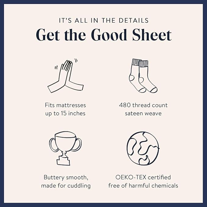 Brooklinen Luxury Sateen 4 Piece Twin XL Sheets Set in White - 100% Cotton Sateen Sheets - 1 Fitted Sheet, 1 Flat Sheet, 2 Pillowcases - Best Luxury Sheets Brooklinen