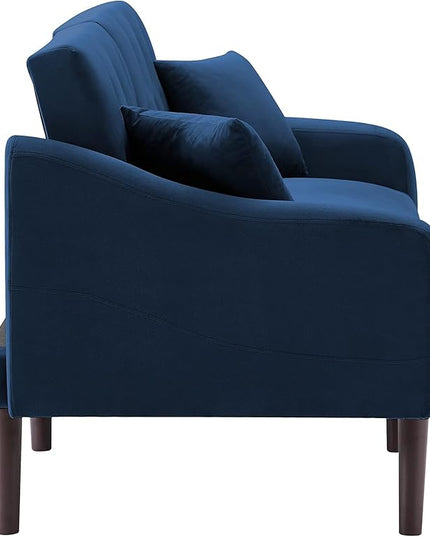 Mid-Century Modern Living Room Furniture Sets Tufted Loveseat Sofa Adjusting Backrest Small Comfy Couch for Bedroom Apartment,Home Office, Sofá, Blue-3 - LeafyLoom
