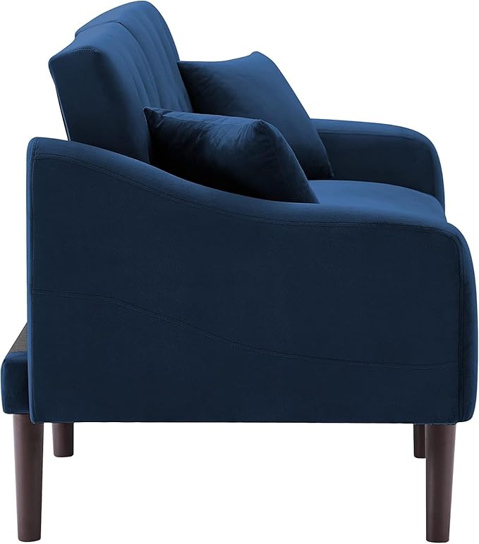 Mid-Century Modern Living Room Furniture Sets Tufted Loveseat Sofa Adjusting Backrest Small Comfy Couch for Bedroom Apartment,Home Office, Sofá, Blue-3 - LeafyLoom