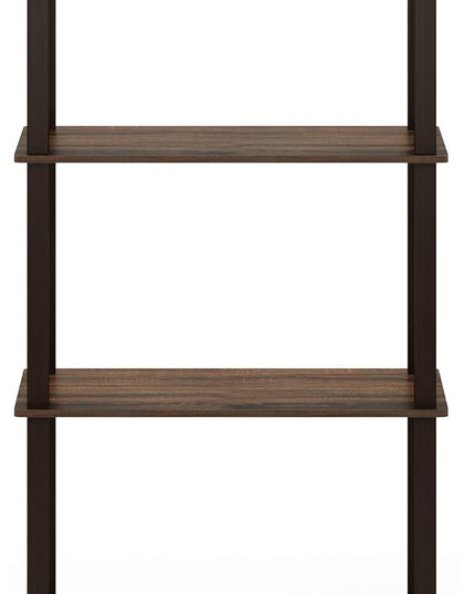 Furinno Turn-N-Tube 4-Tier Multipurpose Shelf Display Rack, Square Tube, Walnut/Brown - LeafyLoom