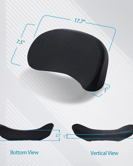 Lumbar Support Pillow for Car - Memory Foam for Lower Back Pain Relief by Reducing Pressure - Ergonomic Design for Office Chair, Car Driver, Recliner - Black - LeafyLoom
