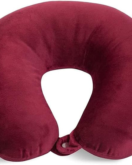 Adult Cozy Soft Microfiber Neck Pillow, Compact, Perfect for Plane or Car Travel, Burgundy - LeafyLoom
