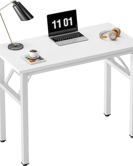 Need Small Computer Desk 31.5 inches Folding Table No Assembly Sturdy Small Writing Desk Folding Desk for Small Spaces, White - LeafyLoom