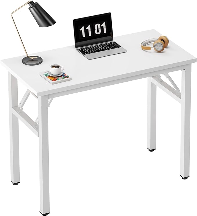 Need Small Computer Desk 31.5 inches Folding Table No Assembly Sturdy Small Writing Desk Folding Desk for Small Spaces, White - LeafyLoom