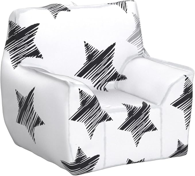 Posh Creations Structured Comfy Bean Bag Chair for Gaming, Reading, and Watching TV, Newport Chair, Canvas - Sketchy Stars - LeafyLoom