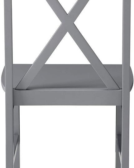 Walker Edison 4 Person Modern Farmhouse Wood Small Dining Table Dining Room Kitchen Table Set Dining 4 X Chairs Set, 48 Inch, White and Grey - LeafyLoom