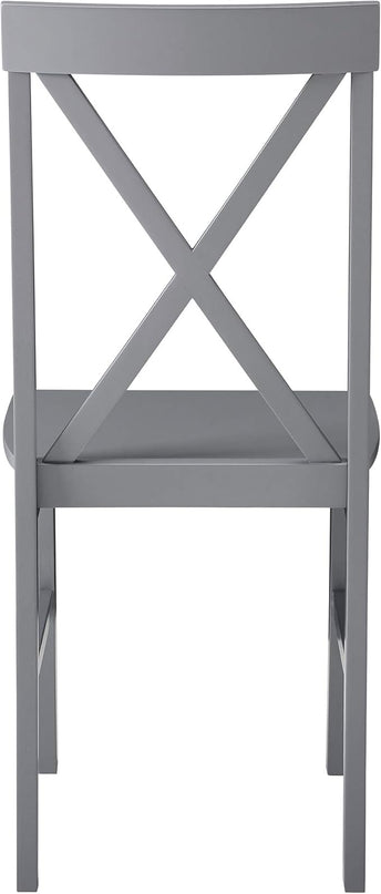 Walker Edison 4 Person Modern Farmhouse Wood Small Dining Table Dining Room Kitchen Table Set Dining 4 X Chairs Set, 48 Inch, White and Grey - LeafyLoom