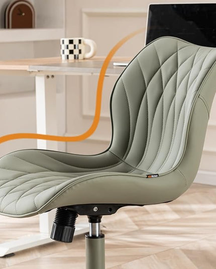 YOUNUOKE Office Desk Chair, Comfy Home Office Chairs, Small Comfortable Desk Chairs with Wheels, Armless PU Leather Chairs for Computer Conference, Olive - LeafyLoom