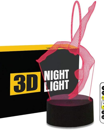 Gymnastics 3D Optical Illusion Lamp 7 Colors Change Timing Remote Control and Touch Button LED Table Desk Lamp for Home Bedroom Decoration - LeafyLoom