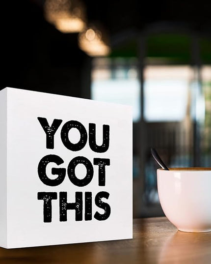 You Got This Wood Box Sign Decor Desk Sign,Inspirational Saying Wooden Box Block Sign for Home Office Shelf Table Decor Decorations - LeafyLoom