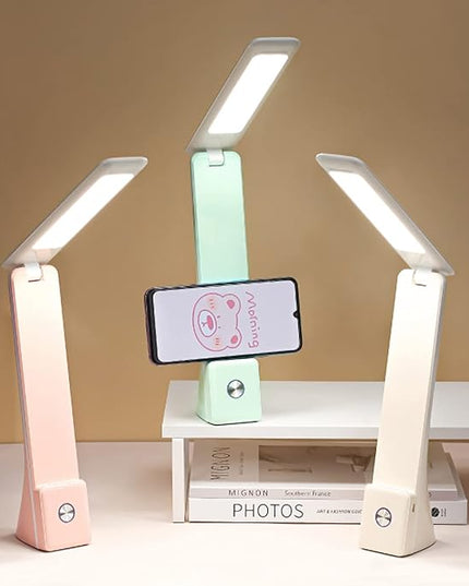 LED Desk Lamp (Pink), Cordless Lamp with 3 Lighting Modes, Rechargeable Reading Lamp with Adjustable Arm, Foldable Eye Caring Table Light for Home Office Study - LeafyLoom