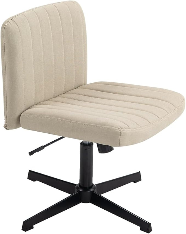 Panana Office Chair Fabric Padded Seat Armless Desk Chair Swivel Computer Task Chair Mid-Back No Wheels Accent Chair (Beige) - LeafyLoom