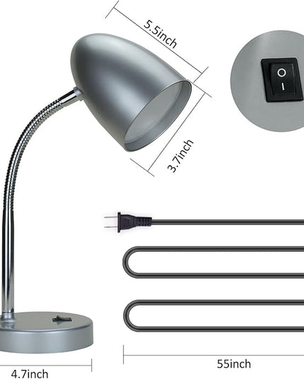 LED Desk Lamp, Flexible Gooseneck with Table lamp, 3.5W 240LM 4000K Cool White Study Lamps for Bedroom and Office, Eye Protection, ETL Listed Silver - LeafyLoom