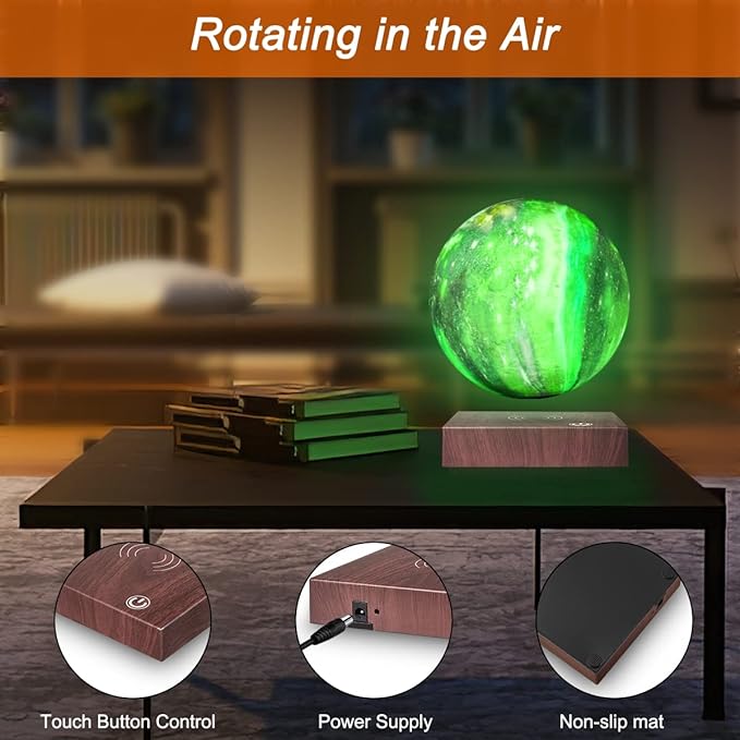 VGAzer Levitating Moon Lamp Floating and Spinning in Air Freely with Gradually Changing LED Lights Between 7 Colors,Decorative Light for Kids Lover Friends (Square Base) - LeafyLoom
