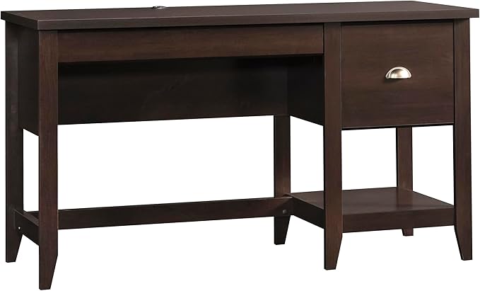 Sauder Summit Station Single Pedestal Desk, L: 52.09" x W: 19.29" x H: 29.02", Cinnamon Cherry Finish - LeafyLoom