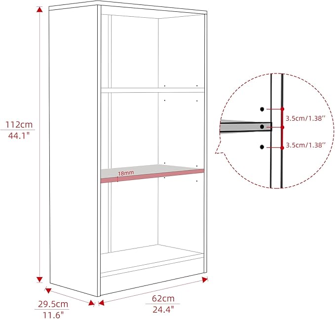 Sunon 3 Shelf Wood Bookcase Freestanding Display Shelf Adjustable Layers Bookshelf for Home Office Library Small Narrow Space (Black, 3-Layers) - LeafyLoom