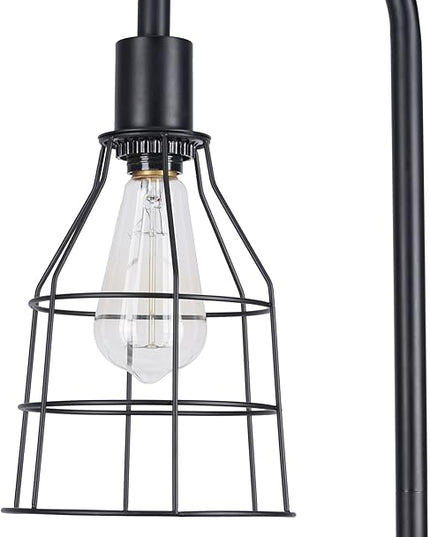 Catalina Lighting 24289-000 Modern Floor Lamp with Caged Shade for Office, Living Room, Dorm or Bedroom, Smart Home Compatible, Bulb Not Included, 60", Black - LeafyLoom