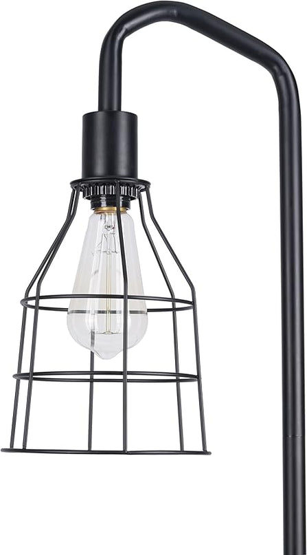 Catalina Lighting 24289-000 Modern Floor Lamp with Caged Shade for Office, Living Room, Dorm or Bedroom, Smart Home Compatible, Bulb Not Included, 60", Black - LeafyLoom