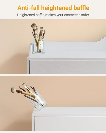 CubiCubi Vanity Desk with 2 Drawers, 40 Inch Computer Home Office Desk, Modern Makeup Dressing Desk, Study Work Table, White - LeafyLoom