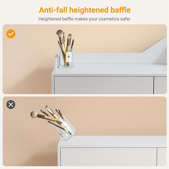 CubiCubi Vanity Desk with 2 Drawers, 40 Inch Computer Home Office Desk, Modern Makeup Dressing Desk, Study Work Table, White - LeafyLoom