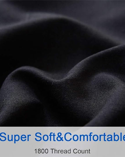 SONORO KATE Bed Sheet Set Super Soft Microfiber 1800 Thread Count Luxury Egyptian Sheets 18-Inch Deep Pocket Wrinkle-3 Piece(Twin XL Black) - LeafyLoom