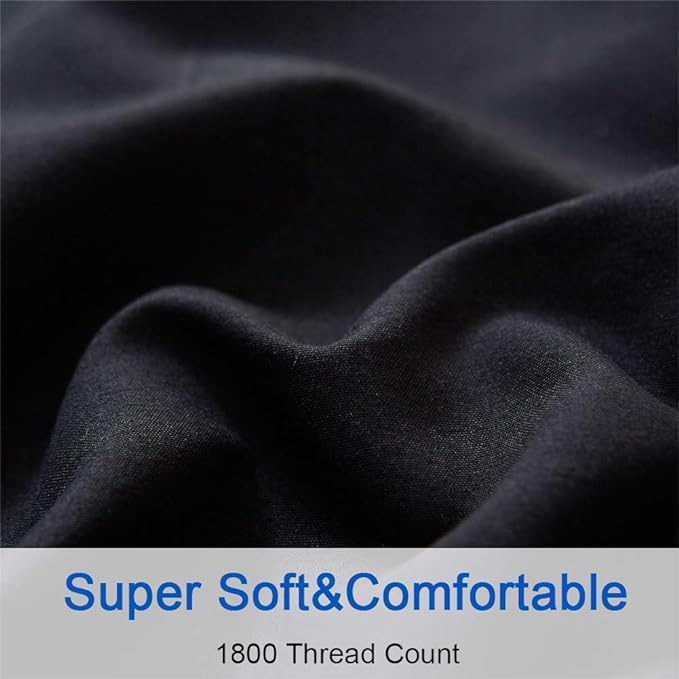 SONORO KATE Bed Sheet Set Super Soft Microfiber 1800 Thread Count Luxury Egyptian Sheets 18-Inch Deep Pocket Wrinkle-3 Piece(Twin XL Black) - LeafyLoom