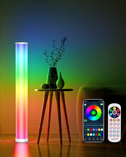 Led Floor Lamp, RGBIC Color Changing Modern Corner Lamp with Music Sync for Living Room Bedroom, 41'' Standing Lamp Mood Lighting Night light with APP Control - LeafyLoom