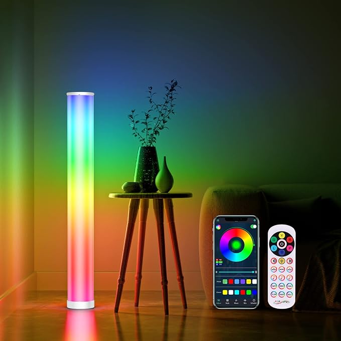 Led Floor Lamp, RGBIC Color Changing Modern Corner Lamp with Music Sync for Living Room Bedroom, 41'' Standing Lamp Mood Lighting Night light with APP Control - LeafyLoom