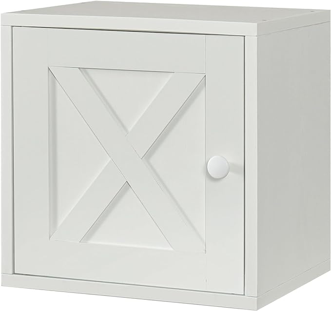 Magic DIY Cube Storage Organizer Stackable Cubes for Home Books Clothes Toy -Modular Cubby Storage System -Office Cubical -Bookcase Closet (Pure white-washed, Door Cube) - LeafyLoom