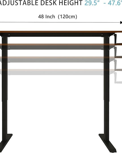 Manual Standing Desk Adjustable Height- Crank Mobile Standing Desk 55 x 24 Inches Sit Stand Desk Frame & Top, Stand Up Desk on Wheels, Computer Desk Black Frame & Black - LeafyLoom