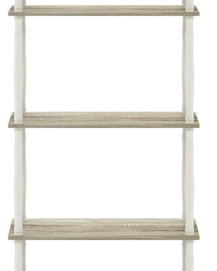 Furinno Turn-N-Tube 5-Tier Multipurpose Shelf / Display Rack / Storage Shelf / Bookshelf, Classic Tubes, Sonoma Oak/White - LeafyLoom