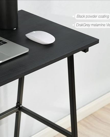 FurnitureR Home Office Computer Desk, Compact Writing Desk Study Desk with Metal Frame for Apartment, Dorm, Bedroom, Small Space (39.4 Inch, Black) - LeafyLoom