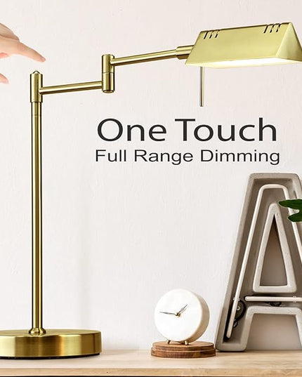 O'Bright LED Pharmacy Table Lamp, Full Range Dimming, 12W LED, 360 Degree Swing Arms, Desk, Reading, Craft, Work Lamp, ETL Tested, Antique Brass (Gold) - LeafyLoom