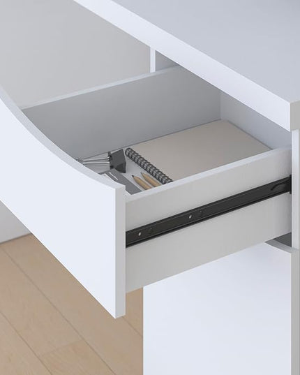 Bush Furniture Montrese Computer Desk in Pure White - LeafyLoom