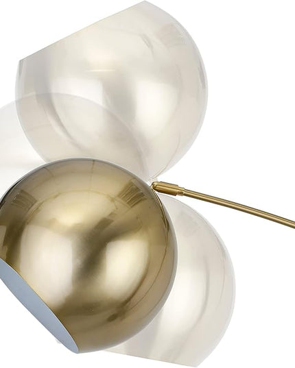 Modern Standing Adjustable Floor Lamp with Metal Dome Shade & Marble Base for Living Room - Corner Light Arc Lamps for Bedrooms in Brass Gold Finish, 99-1023F - LeafyLoom