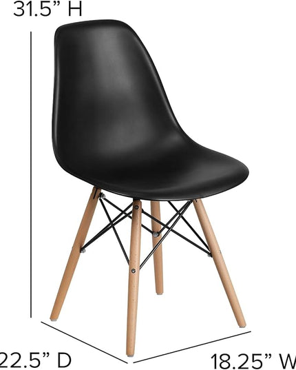 Flash Furniture 2 Pack Elon Series Black Plastic Chair with Wooden Legs - LeafyLoom