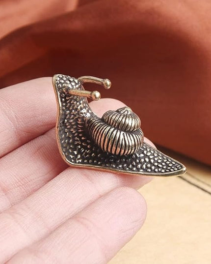 Vintage Solid Brass Small Snail Figurine - Cute Desk Decor for Collectors - Perfect Office or Home Accent(Small Snail) - LeafyLoom
